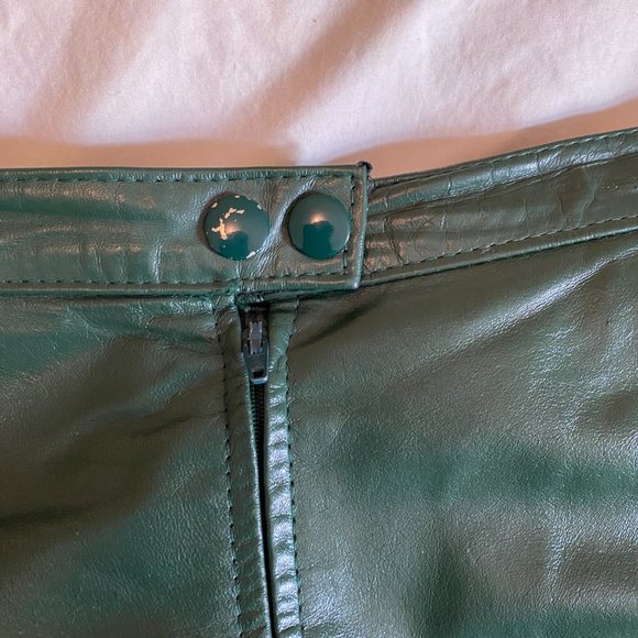 Hunter Green Diani Leather Pencil Skirt - Picture 5 of 7